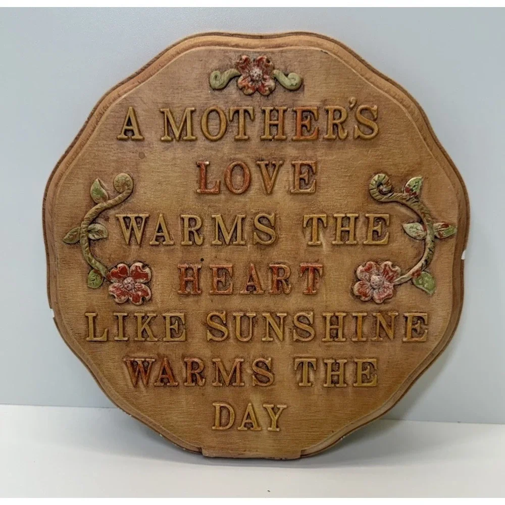 Vintage 1970 Mother's Love Wall Plaque MCM‎ Floral Quote Decor